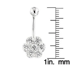 Belly Button Ring 14K White Gold With Flower Diamond 0.79 -H'Hen Sale Store belly button rings gold diamond belly ring flower 079 p 6269 rulerwh