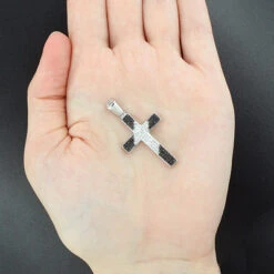 Black And White Diamond Cross Pendant 0.51ct Silver -H'Hen Sale Store black and white diamond cross pendant 051ct silver p 47168box