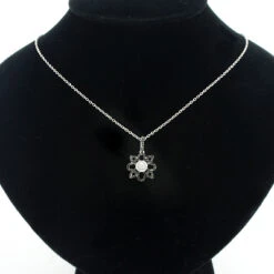 Black And White Diamond Flower Lace Pendant 0.30ct 14K White Gold -H'Hen Sale Store black and white diamond flower pendant 030ct 14k lace jewelry 3