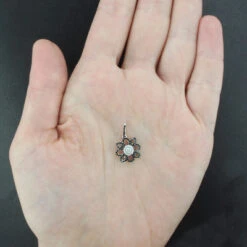 Black And White Diamond Flower Lace Pendant 0.30ct 14K White Gold -H'Hen Sale Store black and white diamond flower pendant 030ct 14k lace jewelry 4