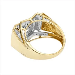 Black And White Diamond Ring For Men 0.5ct 10K Yellow Gold -H'Hen Sale Store black and white diamond ring 058ct 10k p 42295 backye