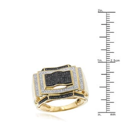 Black And White Diamond Ring For Men 0.5ct 10K Yellow Gold -H'Hen Sale Store black and white diamond ring 058ct 10k p 42295 rulerye