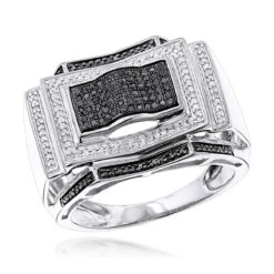 Black And White Diamond Ring For Men 0.5ct 10K Yellow Gold -H'Hen Sale Store black and white diamond ring 058ct 10k p 42295 wh
