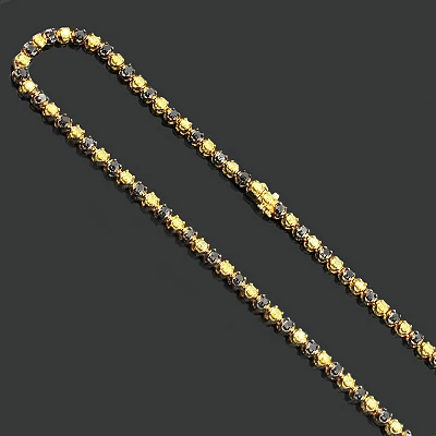 Black And Yellow Diamond Chain Necklace 20.87ct 10K Yellow Gold 3 Black And Yellow Diamond Chain Necklace 20.87ct 10K Yellow Gold