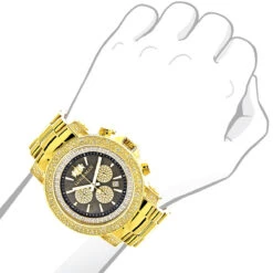 Black Dial Luxurman Diamond Watch 0.75ct Yellow Gold Plated Escalade -H'Hen Sale Store black dial luxurman diamond watch 075ct yellow gold plated escalade bod