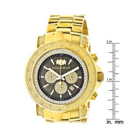 Black Dial Luxurman Diamond Watch 0.75ct Yellow Gold Plated Escalade -H'Hen Sale Store black dial luxurman diamond watch 075ct yellow gold plated escalade ruler