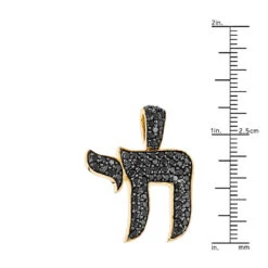 Jewish 14K Yellow Gold Black Diamond Chai Pendant 1.30ct 15 Jewish 14K Yellow Gold Black Diamond Chai Pendant 1.30ct -H'Hen Sale Store black diamond chai pendant 130ct 14k gold p 46700 rulerye