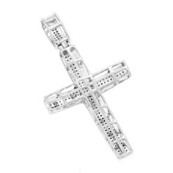 2 Inch Black Diamond Cross Pendant 10K White Gold 0.85ct -H'Hen Sale Store black diamond cross pendant 10k 085ct p 41445 back white