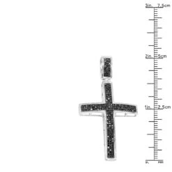 2 Inch Black Diamond Cross Pendant 10K White Gold 0.85ct -H'Hen Sale Store black diamond cross pendant 10k 085ct p 41445 ruler white