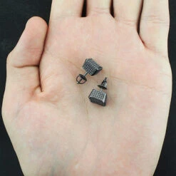 Black Diamond Cube Earrings 0.50ct Silver Black PVD -H'Hen Sale Store black diamond cube earrings 050ct silver black pvd p 46786back