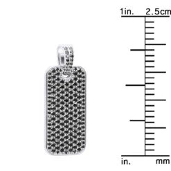 2 Inch Men's Black Diamond Dog Tag Pendant 14K White Gold 7.5ct -H'Hen Sale Store black diamond dog tag pendant 14k 750ct p 44068 ruler white