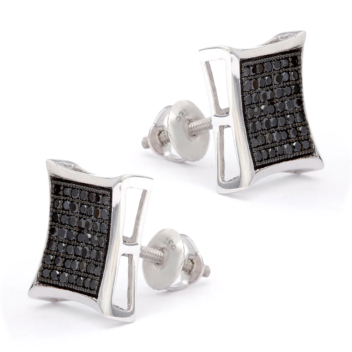 Black Diamond Earrings 0.50ct Sterling Silver 4 Black Diamond Earrings 0.50ct Sterling Silver - Image 2