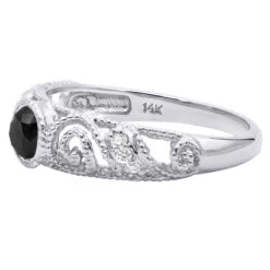 Black Diamond Engagement Ring 0.69ct 14K Yellow Gold -H'Hen Sale Store black diamond engagement ring 069ct 14k gold p 45922 back white