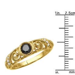 Black Diamond Engagement Ring 0.69ct 14K Yellow Gold -H'Hen Sale Store black diamond engagement ring 069ct 14k gold p 45922 ruler yellow