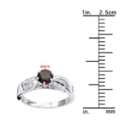 Thin Black Diamond Engagement Ring 0.74ct 14K White Gold -H'Hen Sale Store black diamond engagement ring 074ct 14k gold p 45910 rulerwh