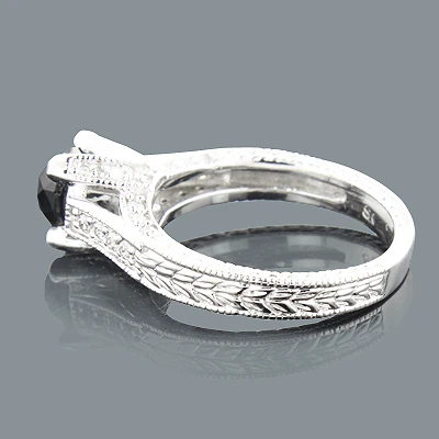 2ct Antinque White And Black Diamond Engagement Ring 14K White Gold 4 2ct Antinque White And Black Diamond Engagement Ring 14K White Gold - Image 2