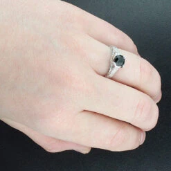 2ct Antinque White And Black Diamond Engagement Ring 14K White Gold 7 2ct Antinque White And Black Diamond Engagement Ring 14K White Gold -H'Hen Sale Store black diamond engagement ring 14k 2ct p 45760bod