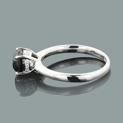 Thin Black Diamond Engagement Ring 14K White Gold 1.32ct 4 Thin Black Diamond Engagement Ring 14K White Gold 1.32ct - Image 2