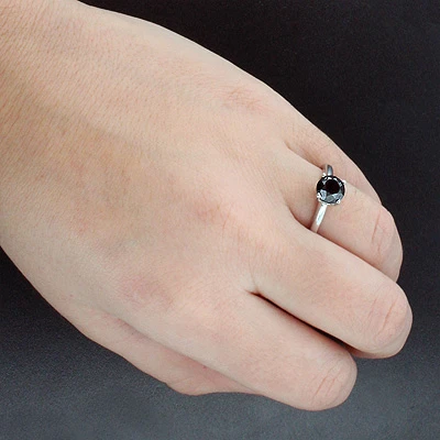 Thin Black Diamond Engagement Ring 14K White Gold 1.32ct 5 Thin Black Diamond Engagement Ring 14K White Gold 1.32ct - Image 3