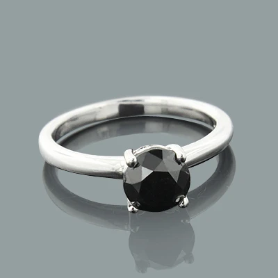 Thin Black Diamond Engagement Ring 14K White Gold 1.32ct 6 Thin Black Diamond Engagement Ring 14K White Gold 1.32ct - Image 4