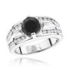 Black Diamond Engagement 2.70ct 14K White Gold Rings