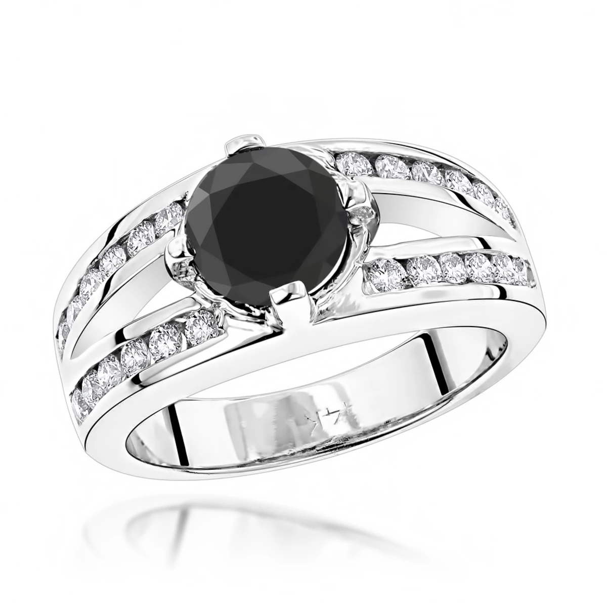 Black Diamond Engagement 2.70ct 14K White Gold Rings 3 Black Diamond Engagement 2.70ct 14K White Gold Rings