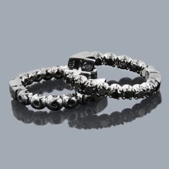 14K Black Plated Gold Black Diamond Hoop Earrings 1.74ct