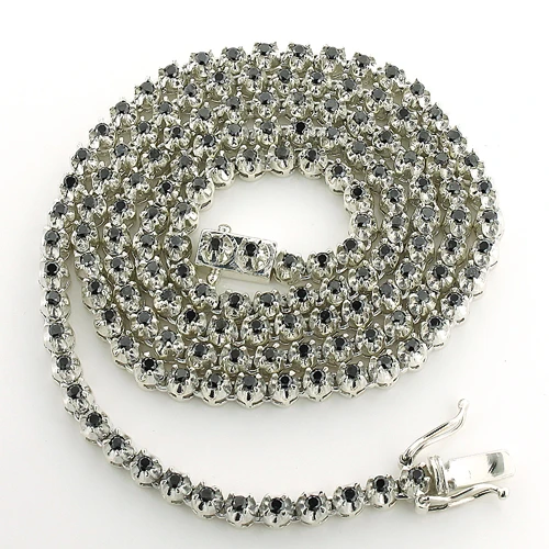 Black Diamond Eternity Diamond Necklace Sterling Silver Chain 4 Black Diamond Eternity Diamond Necklace Sterling Silver Chain - Image 2