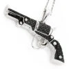 Black Diamond Sterling Silver Gun Pendant .9ct