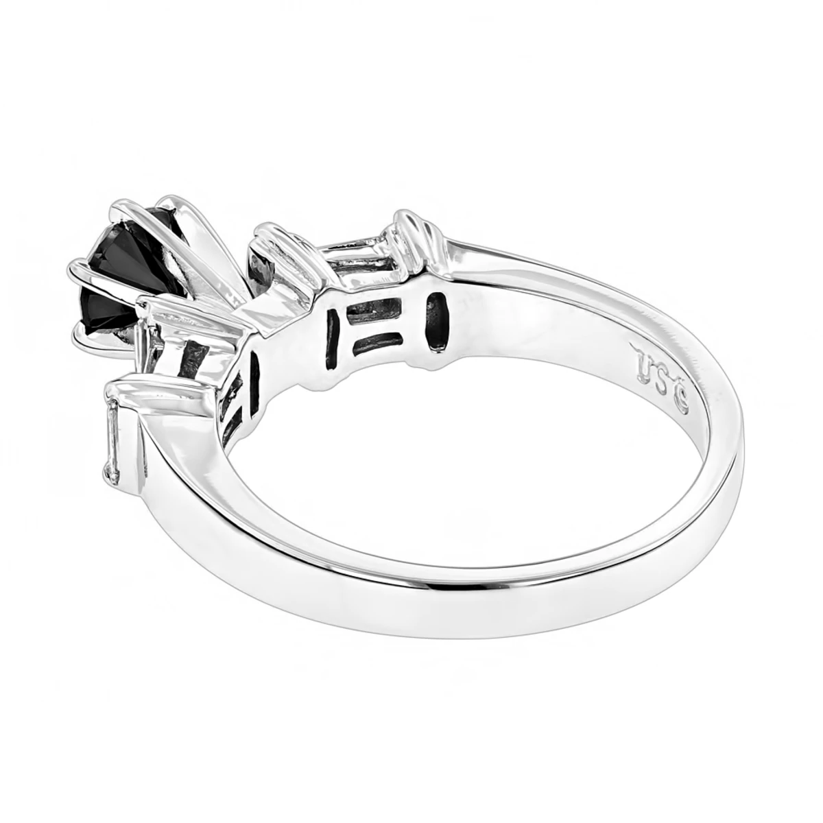 14K White Gold Thin Black Unique Engagement Diamond Ring 1.30ct 6 14K White Gold Thin Black Unique Engagement Diamond Ring 1.30ct - Image 4