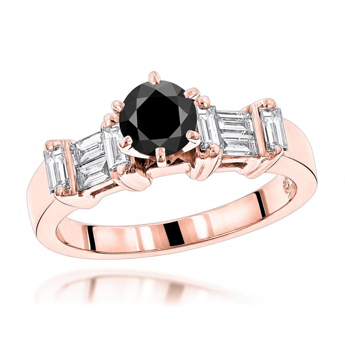 14K White Gold Thin Black Unique Engagement Diamond Ring 1.30ct 5 14K White Gold Thin Black Unique Engagement Diamond Ring 1.30ct - Image 3