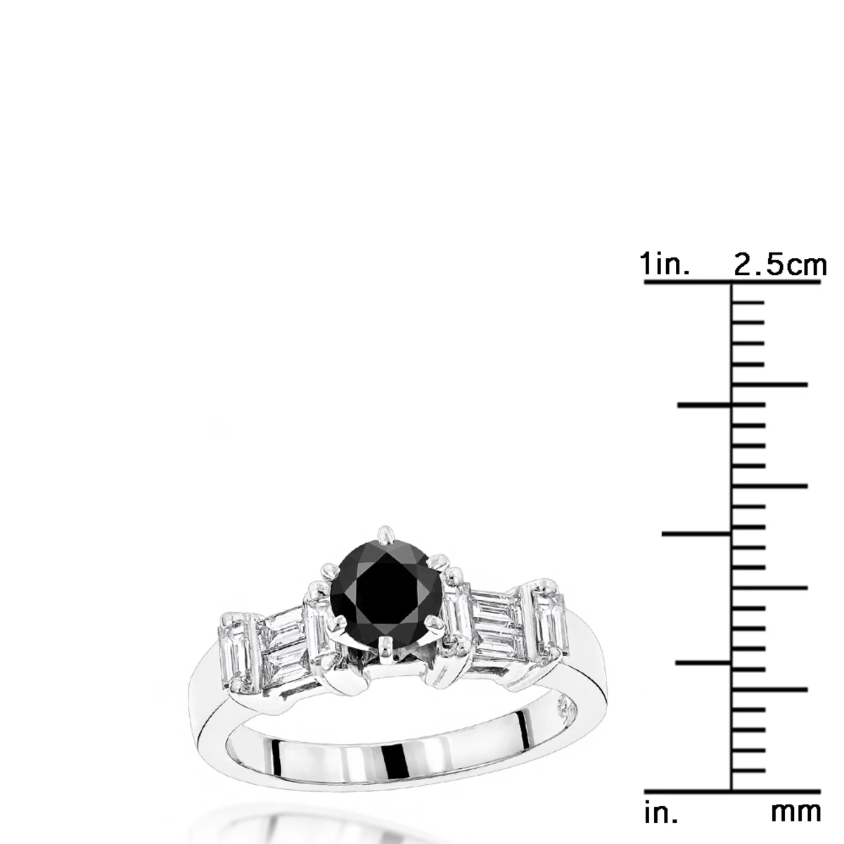 14K White Gold Thin Black Unique Engagement Diamond Ring 1.30ct 7 14K White Gold Thin Black Unique Engagement Diamond Ring 1.30ct - Image 5
