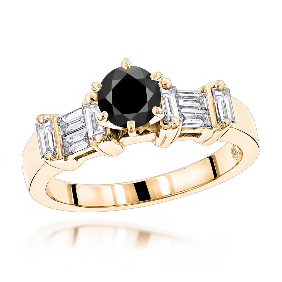 14K White Gold Thin Black Unique Engagement Diamond Ring 1.30ct 4 14K White Gold Thin Black Unique Engagement Diamond Ring 1.30ct - Image 2