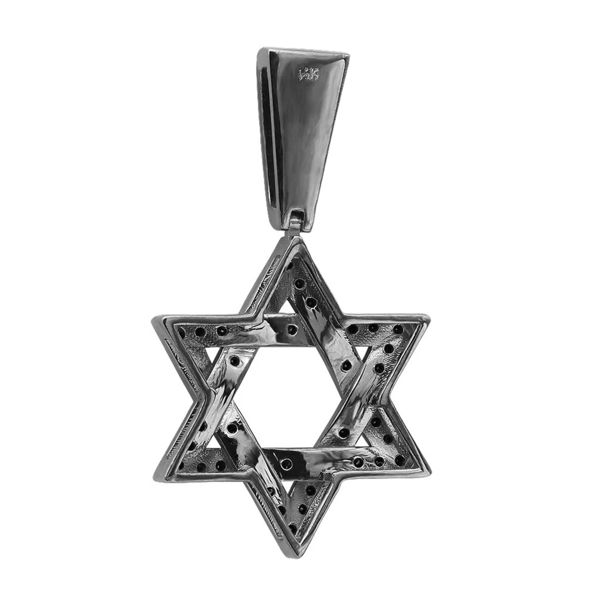 Black Diamond Star Of David Pendant 1.44ct 14K Black Plated Gold 10 Black Diamond Star Of David Pendant 1.44ct 14K Black Plated Gold - Image 8
