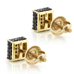 Black Diamond Stud Earrings 0.53ct 10K Yellow Gold -H'Hen Sale Store black diamond stud earrings 053ct 10k gold p 45689 backye