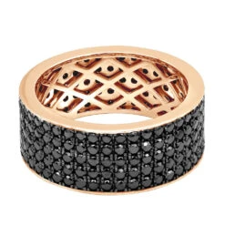 Black Diamond Wedding Ring 10K White Gold Men's Eternity Band By Luxurman 4 Carats -H'Hen Sale Store black diamond wedding ring 10k gold mens eternity band by luxurman 4 carats 001286 back rose