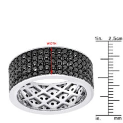 Black Diamond Wedding Ring 10K White Gold Men's Eternity Band By Luxurman 4 Carats -H'Hen Sale Store black diamond wedding ring 10k gold mens eternity band by luxurman 4 carats 001286 ruler white
