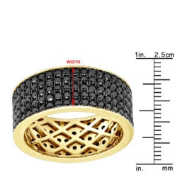 Black Diamond Wedding Ring 10K White Gold Men's Eternity Band By Luxurman 4 Carats -H'Hen Sale Store black diamond wedding ring 10k gold mens eternity band by luxurman 4 carats 001286 ruler yellow