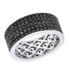 Black Diamond Wedding Ring 10K White Gold Men's Eternity Band By Luxurman 4 Carats