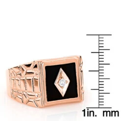 Black Onyx And Diamond 14K Rose Gold Men's Ring 0.10ct 5/8 In (16mm) -H'Hen Sale Store black onyx and diamond rings 14k gold mens ring 010ct p 6391 rulerro