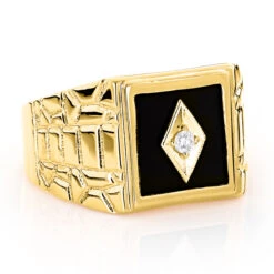 Black Onyx And Diamond 14K Rose Gold Men's Ring 0.10ct 5/8 In (16mm) -H'Hen Sale Store black onyx and diamond rings 14k gold mens ring 010ct p 6391 ye