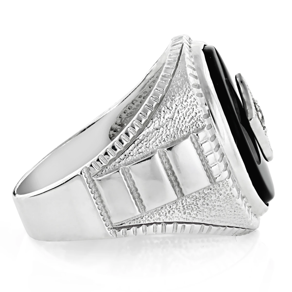 Black Onyx And Diamond 14K White Gold Men's Ring 0.10ct 13/16 In (20mm) 6 Black Onyx And Diamond 14K White Gold Men's Ring 0.10ct 13/16 In (20mm) - Image 4