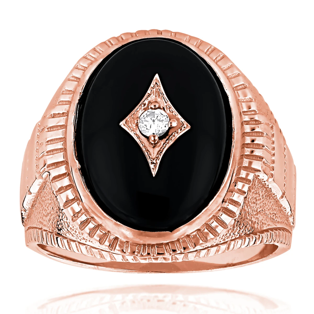 Black Onyx And Diamond 14K White Gold Men's Ring 0.10ct 13/16 In (20mm) 5 Black Onyx And Diamond 14K White Gold Men's Ring 0.10ct 13/16 In (20mm) - Image 3