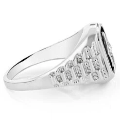 Black Onyx And Diamond 14K White Gold Men's Ring 0.10ct 9/16 In (15mm) -H'Hen Sale Store black onyx and diamond rings 14k gold mens ring 010ct p 6393 backwh