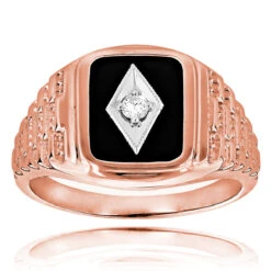 Black Onyx And Diamond 14K White Gold Men's Ring 0.10ct 9/16 In (15mm) -H'Hen Sale Store black onyx and diamond rings 14k gold mens ring 010ct p 6393 ro