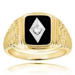 Black Onyx And Diamond 14K White Gold Men's Ring 0.10ct 9/16 In (15mm) -H'Hen Sale Store black onyx and diamond rings 14k gold mens ring 010ct p 6393 ye