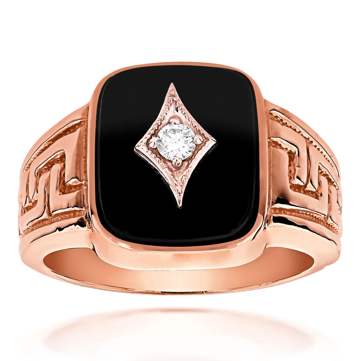 Men's 14K Yellow Gold Black Onyx And 0.10ct Diamond Designer Band 5 Men's 14K Yellow Gold Black Onyx And 0.10ct Diamond Designer Band - Image 3