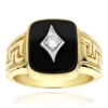 Men's 14K Yellow Gold Black Onyx And 0.10ct Diamond Designer Band -H'Hen Sale Store black onyx and diamond rings 14k gold mens ring 010ct p 6394 ye