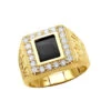 Black Onyx And Diamond 14K Yellow Gold Men's Ring 1.50ct