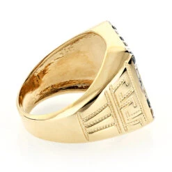 Black Onyx And Diamond 14K White Gold Men's White Blue Diamond Ring 1.68ct -H'Hen Sale Store black onyx and diamond rings 14k gold mens white blue diamond ring 168ct backye